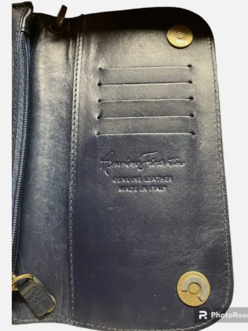 ANONIMO FIORENTINO ITALY VINTAGE NAVY BLUE SOFT LEATHER WRISTLET WALLET